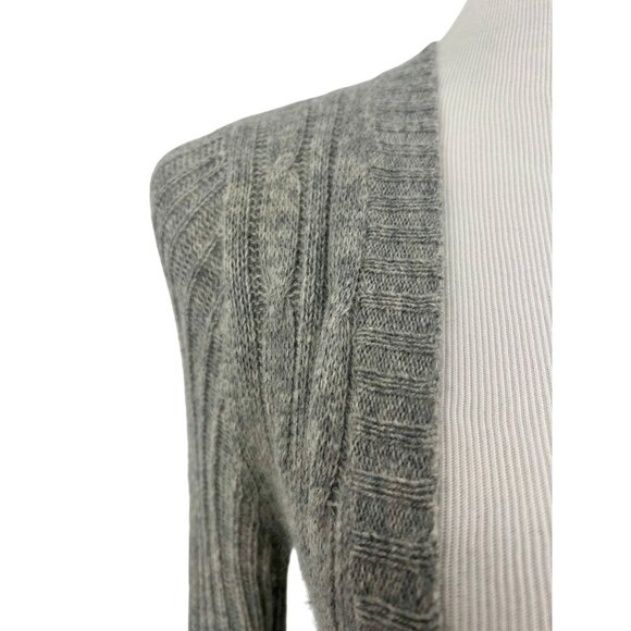 Vintage Y2K Like Love Gray Plunging V-Neck Lux Angora Cardigan Sweater Knit S/M - Picture 3 of 10